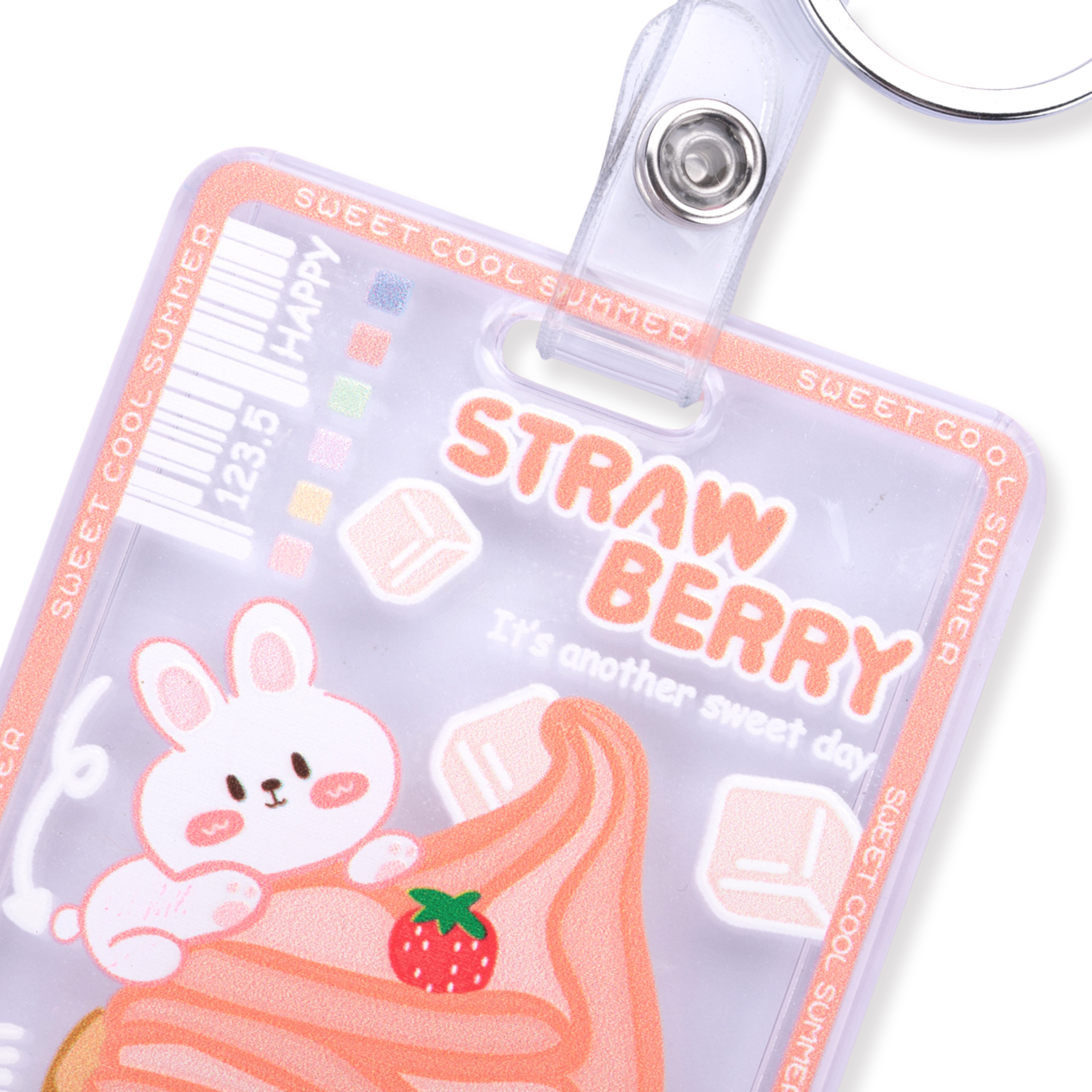 Acrylic Card Holder With Little Bell - Strawberry
