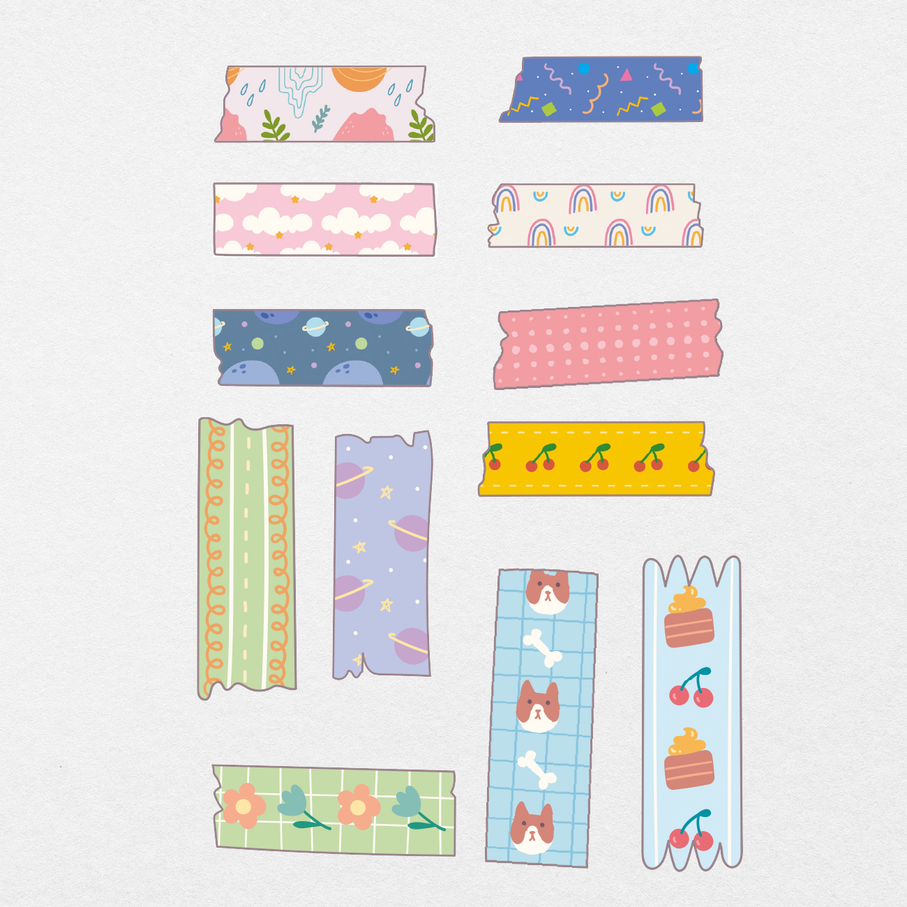 54 Digital Floral Washi Tape Sticker Bundle - Stationery Pal