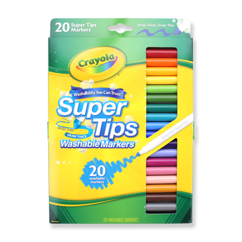 Crayola Super Tips Washable Markers 20-Color Pack - Stationery Pal