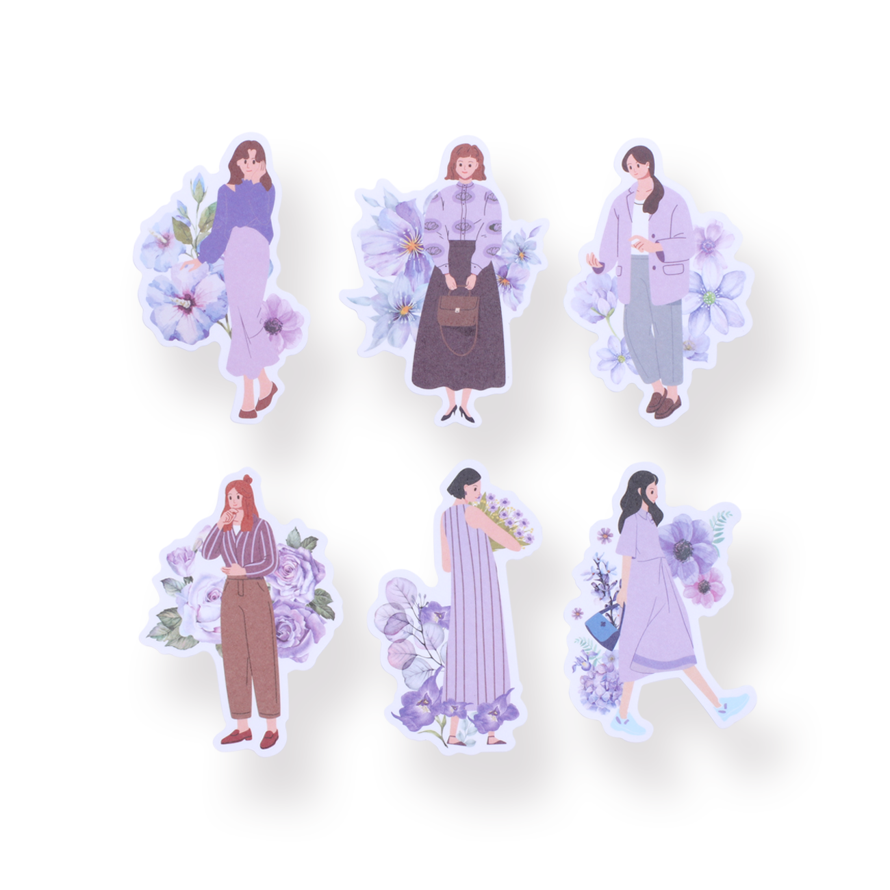 Floral Girl Sticker Pack - Purple - Stationery Pal