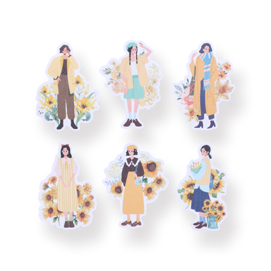 Floral Girl Sticker Pack - Yellow - Stationery Pal