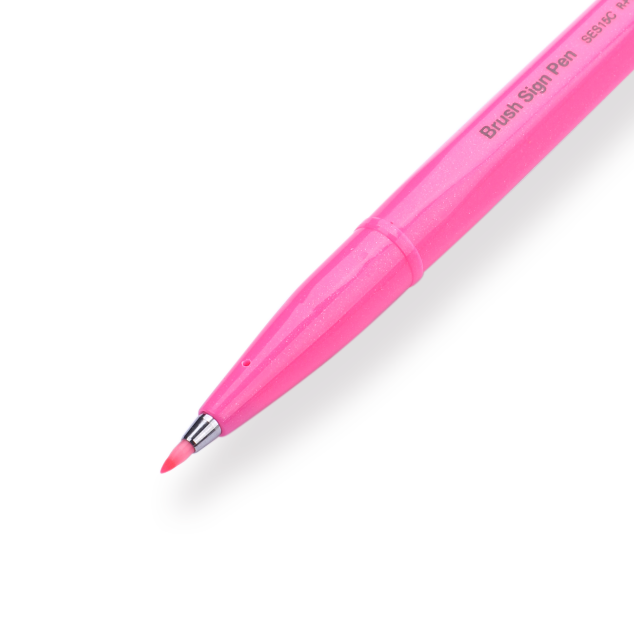 Pentel Fude Touch Brush Sign Pen - Fluorescent Pink - 2024 New Colors - Stationery Pal