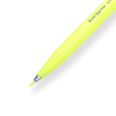 Pentel Fude Touch Brush Sign Pen - Fluorescent Yellow - 2024 New Colors - Stationery Pal