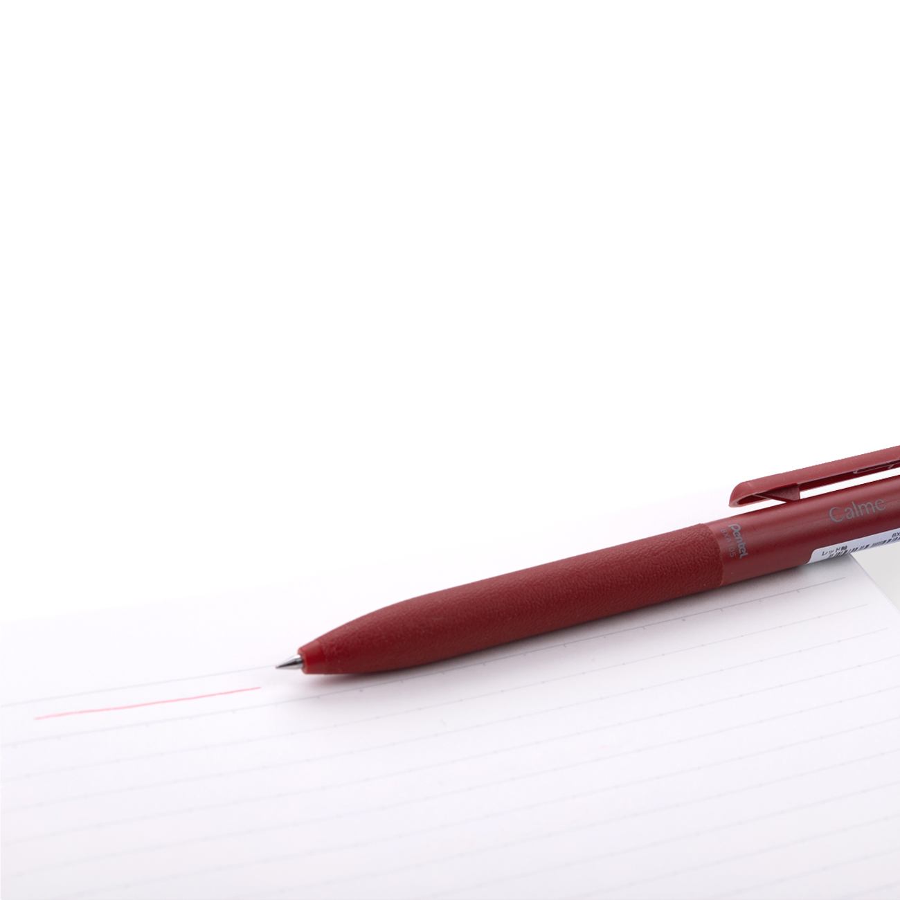 Pentel Calme Ballpoint Pen - 0.5 mm - Red Body - Red Ink - Stationery Pal