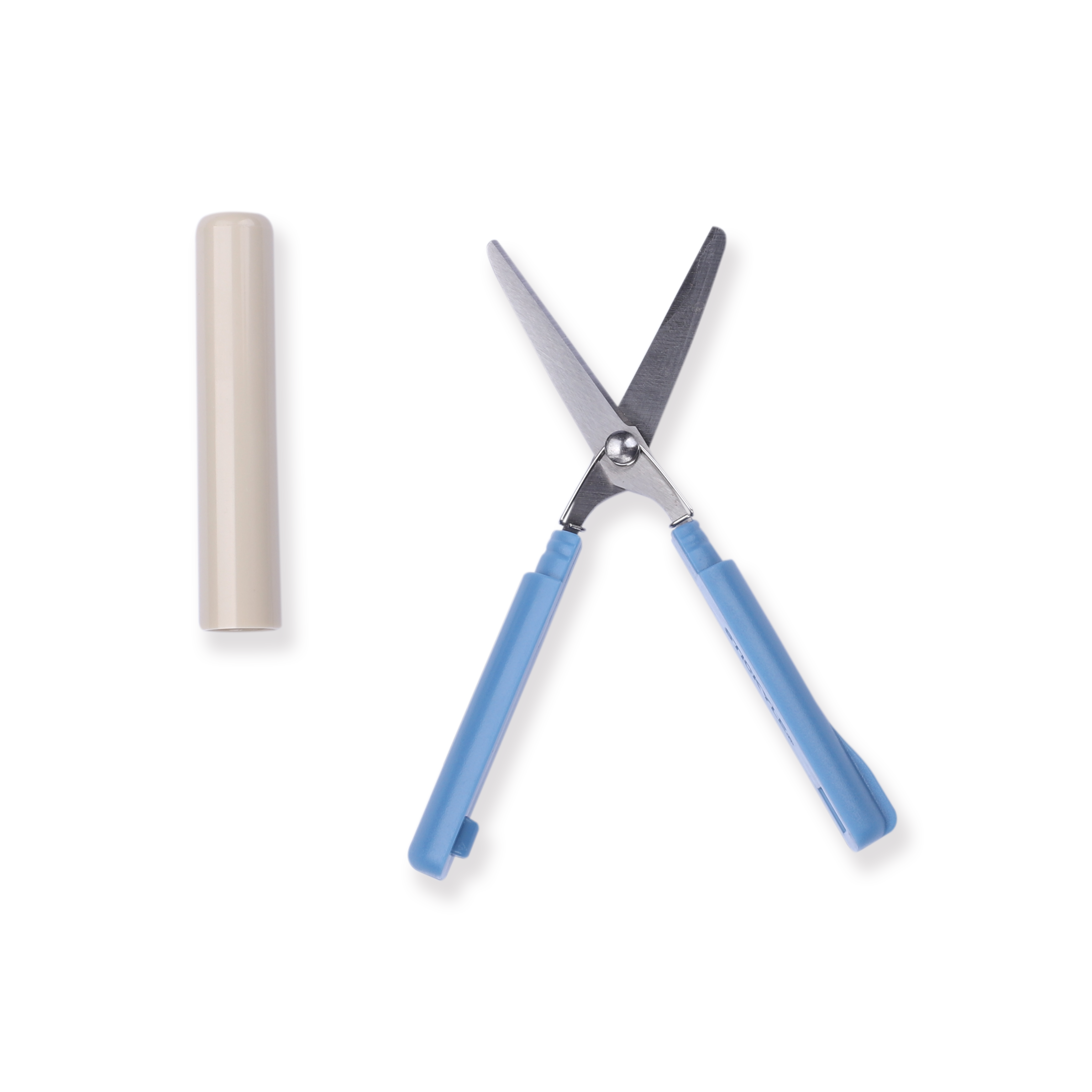 Sun-Star Stickyle Scissors - Compact Type - Blue X Beige - Stationery Pal