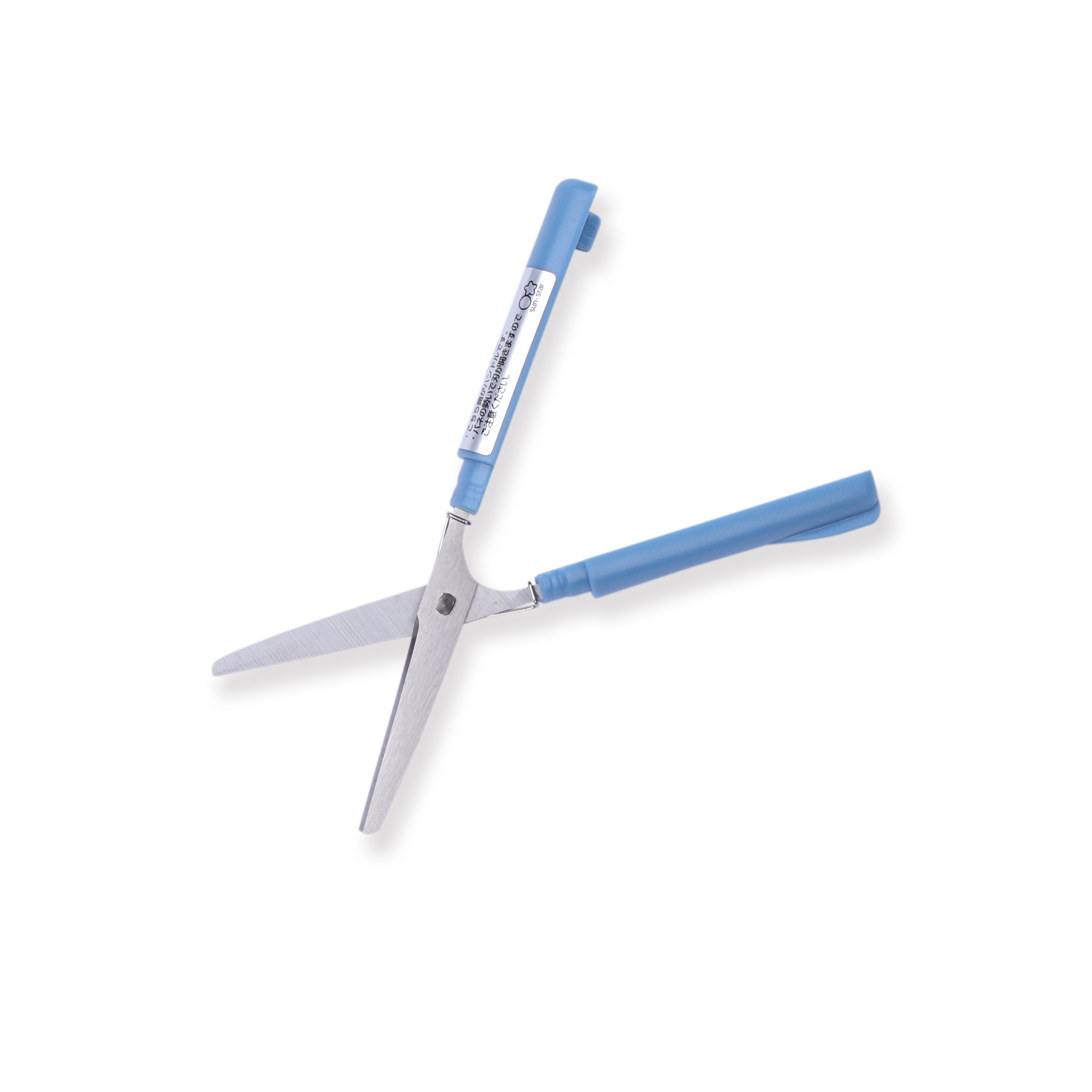 Sun-Star Stickyle Scissors - Compact Type - Blue X Beige - Stationery Pal