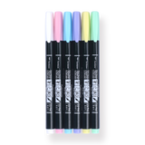 Tombow Fudenosuke Colors Brush Pen - 6 Color Set - Stationery Pal