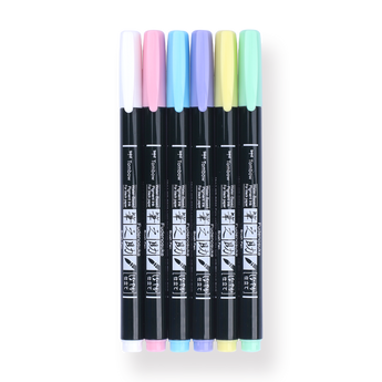 Tombow Fudenosuke Colors Brush Pen - 6 Color Set - Stationery Pal