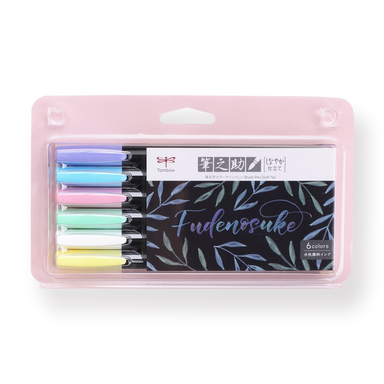 Tombow Fudenosuke Colors Brush Pen - 6 Color Set - Stationery Pal