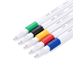Uni Emott Ever Fine Marking Sign Pen - 0.4 mm - 5 Color Set - No.1 Vivid Color - Stationery Pal