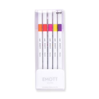 Uni Emott Ever Fine Marking Sign Pen - 0.4 mm - 5 Color Set - No.2 Passion Color - Stationery Pal