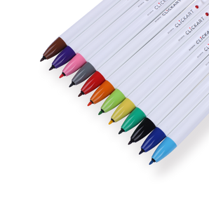 Zebra Clickart Retractable Sign Pen - 0.6 mm - 12 Color Set ST - Stationery Pal