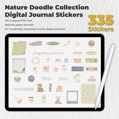 335 Nature Doodle Collection Digital Journal Stickers - Stationery Pal