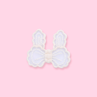 Junk Journal Embroidery Bow Knot Applique - White - Stationery Pal