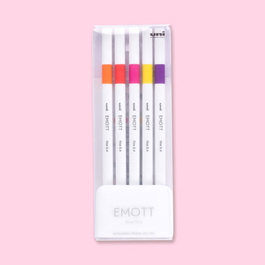 Uni Emott Ever Fine Marking Sign Pen - 0.4 mm - 5 Color Set - No.2 Passion Color