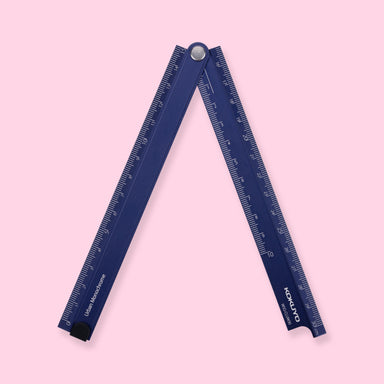 Kokuyo Aluminum Folding Ruler - 15/30 cm - Blue - Stationery Pal