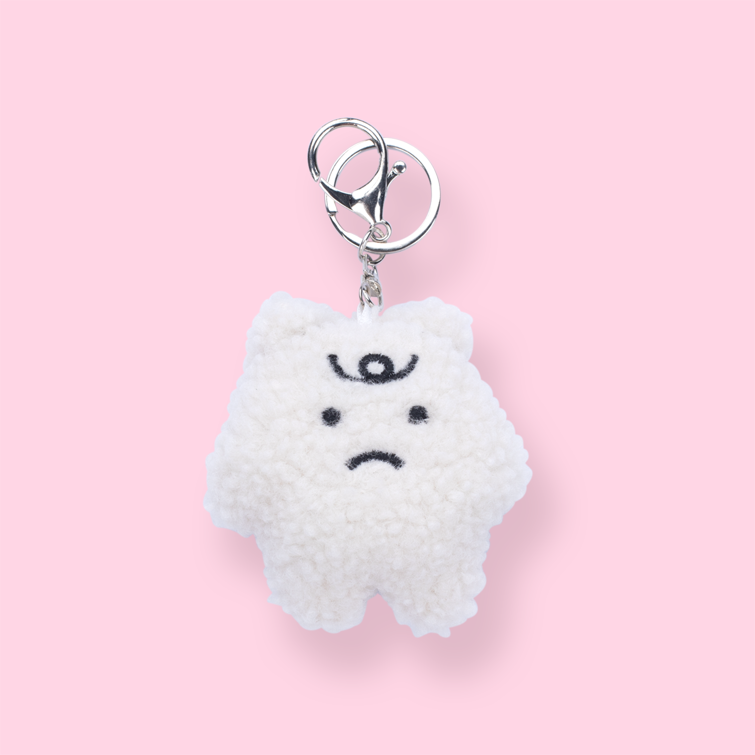 Plushy Sad Bear Keychain - White - Stationery Pal