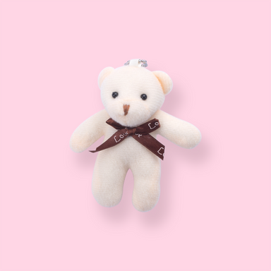 Plushy Teddy Bear Keychain - Ivory White - Stationery Pal