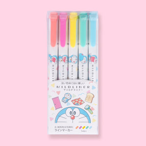 Zebra Mildliner Double-Sided Highlighter Limited Edition Set - Fine / Bold - Doraemon Time Travel - Stationery Pal