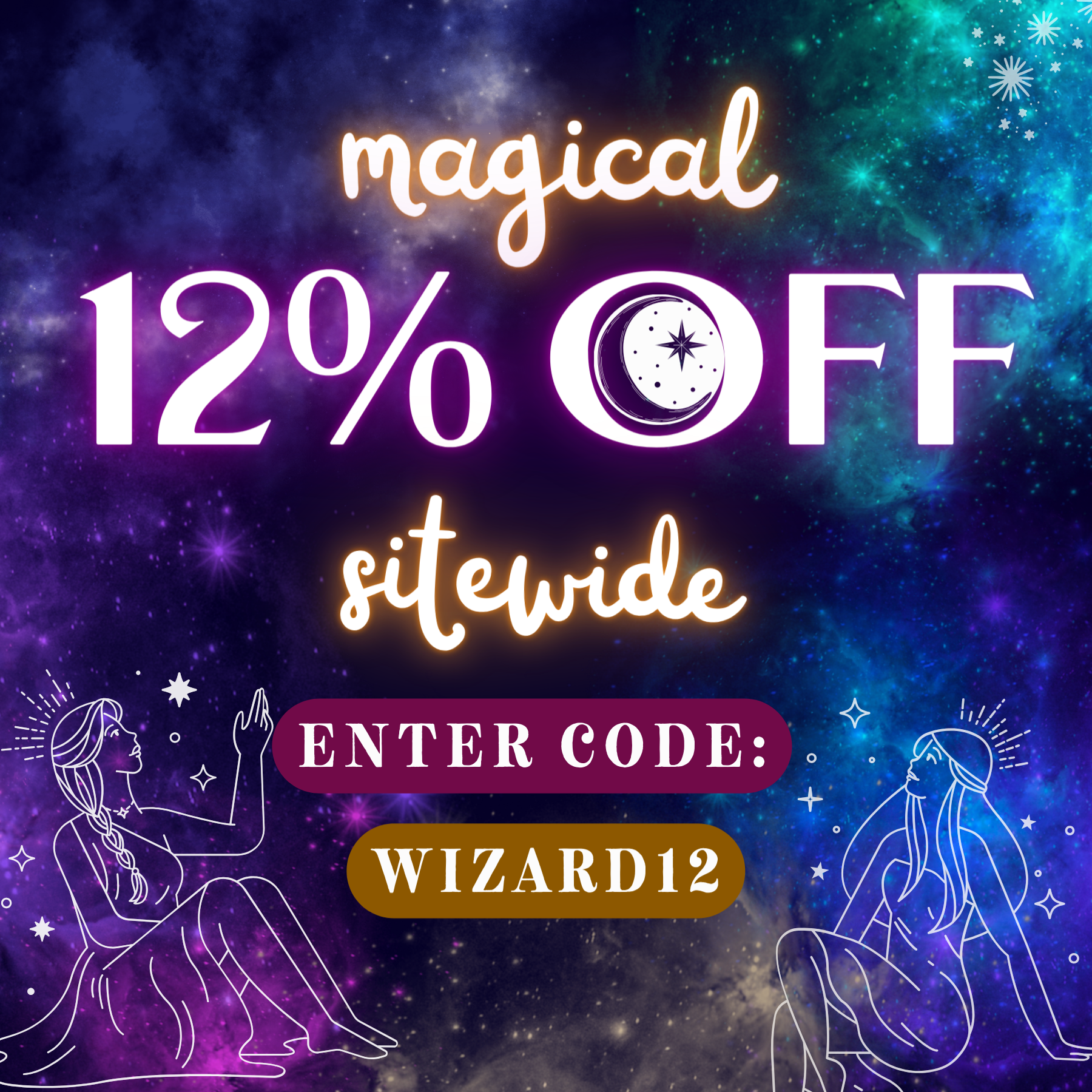 🌟 Unveil the enchantment of savings with our magical 12% off sitewide event! 🌟