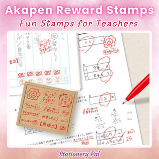 Akapen Reward Stamp set featuring 12 cute, handwritten-style feedback stamps for teachers to make grading faster, more fun, and personal for students.