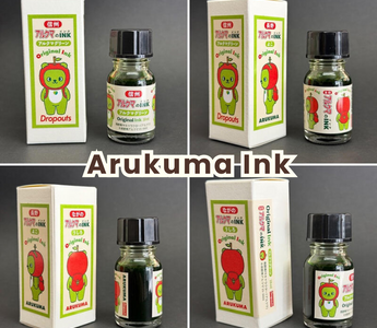Arukuma Ink in vibrant Arukuma Green by Takanova Craft, a Japanese fountain pen ink inspired by Nagano’s mascot. Perfect for journaling, letters, and stationery collections.