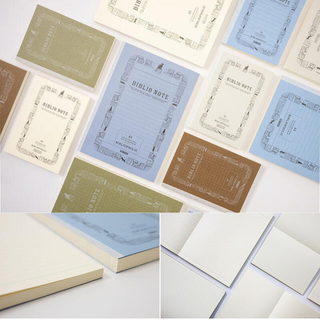 BIBLIO NOTE Ruled reading journal notebook in FUJIMURA PURPLE and ULTRAMARINE blue, featuring flat binding and quality ruled pages perfect for book lovers to record quotes, reading notes, and reflections. Available in A5 and A6 sizes.