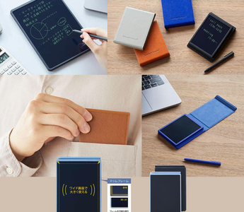 Close-up of the new Boogie Board electronic memo pad BB-20 and BB-21 showing smooth writing surface, pressure-sensitive screen, and sleek design for students and professionals.