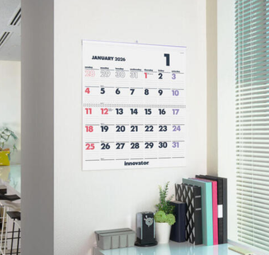 2026 Innovator Calendar featuring a simple and stylish Japanese design with clean layout, soft Swedish inspired colors, and easy to read dates for home and office planning