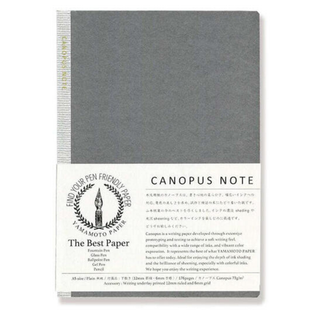 CANOPUS NOTE, the award-winning successor to the Cosmo Note, is a fountain pen friendly Japanese notebook with smooth A5 blank pages designed for ink lovers and writers.