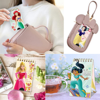 Disney Princess Pocket Calendar 2026 featuring 12 beloved princesses by Todan. A cute and magical 2-way planner perfect for students, collectors, and Disney stationery fans.