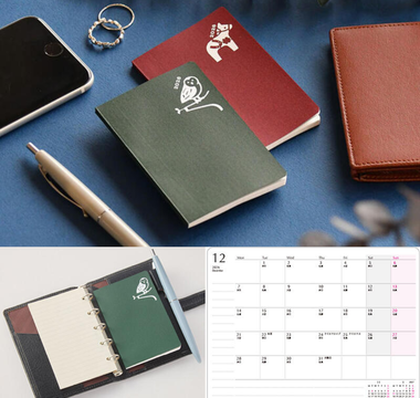 2026 Compact Diary with cute lucky charm illustrations, lightweight Tomoe River paper, and monthly block layout, perfect for portable everyday planning and note-taking.