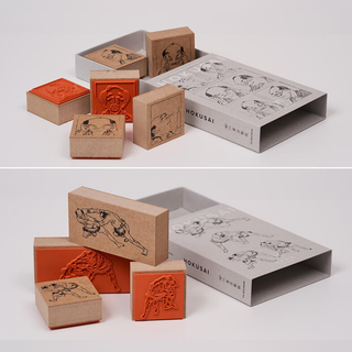Hokusai Manga Rubber Stamp collection by Tokyo Seihan featuring traditional Edo art designs inspired by Katsushika Hokusai. A must-have Japanese stationery item for collectors and art lovers.
