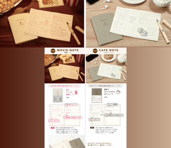 Japanese stationery notebook from the Tea Time Series designed for recording movies and café visits, perfect for journaling, memory keeping, and cozy daily moments.