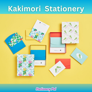 Kakimori stationery artist collaboration cards 2025 featuring mini cards by toolpress and message cards by Kayo Nomura, blending Japanese stationery design with heartfelt letter writing.