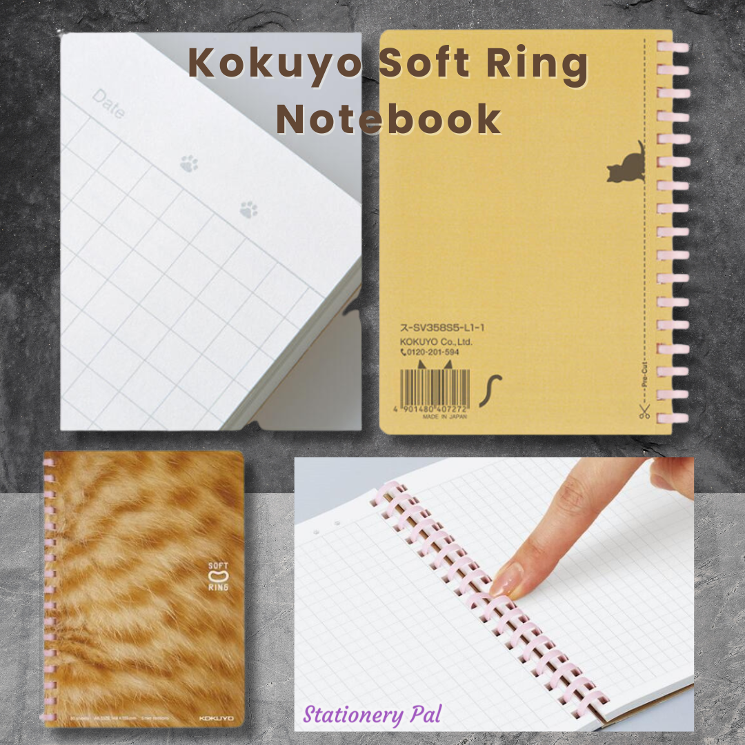 Color Coding Soft Ring Notebook Kokuyo Soft Ring Notebook: Cute Kitten and Bread Designs – Stationery Pal