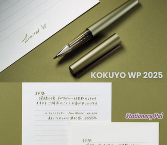 KOKUYO WP Limited Color 2025 Shinryoku premium pen in deep green, featuring fine liner and rollerball refills, ergonomic grip, and smooth writing experience.