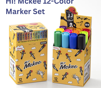 Hi! Mckee 12-color marker set in a cute limited edition box featuring playful characters, organized storage, and bright vivid colors for creative projects, journaling, and school festivals