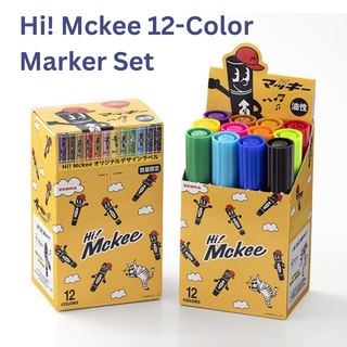 Hi! Mckee 12-color marker set in a cute limited edition box featuring playful characters, organized storage, and bright vivid colors for creative projects, journaling, and school festivals