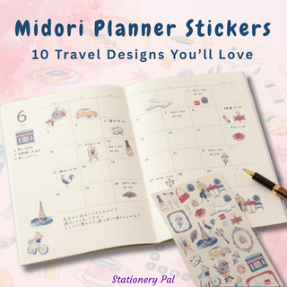 Midori Planner Stickers featuring 10 travel-inspired designs from around the world. Peelable masking tape stickers perfect for decorating journals, planners, and notebooks.