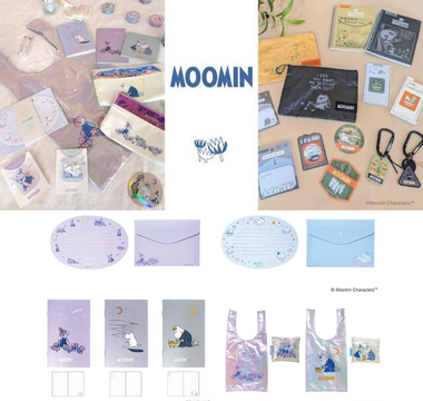 New Moomin stationery collection 2025 featuring aurora themed and outdoor themed notebooks, memo pads, sticky notes, and pouches from Gakken Staful with sparkly pastel colors and earthy outdoor designs perfect for stationery lovers