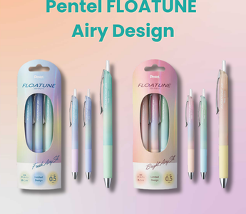 Pentel FLOATUNE Airy Design limited edition ballpoint pen featuring smooth, frictionless writing and pastel gradient colors inspired by the beauty of morning light.