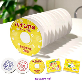 Pine Ame Stamp Book with cute Japanese candy-inspired design, accordion style, and no-bleed pages, perfect for stamp collectors, journaling, and fun stationery fans.