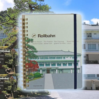 Rollbahn Nikko Kanaya Hotel notebook with perforated 5mm grid pages, featuring the hotel’s iconic main building illustration, perfect for travel journaling, memory keeping, and Japanese stationery collectors.