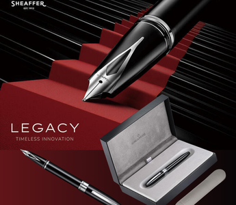 Sheaffer Legacy fountain pen black lacquer with medium inlay nib, cigar-shaped body, and premium design for collectors, journaling, and luxury writing in 2025.