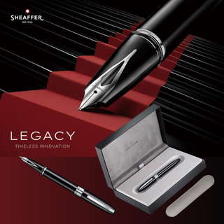 Sheaffer Legacy fountain pen black lacquer with medium inlay nib, cigar-shaped body, and premium design for collectors, journaling, and luxury writing in 2025.