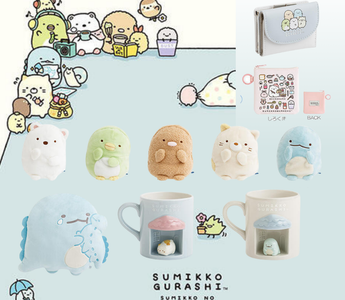 Sumikkogurashi new collection 2025 featuring Sumikko's Favorites theme with kawaii stationery, memo pads, plushies, mascot keychains, and figure magnets by San-X released November 2025.