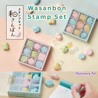 Wasanbon Stamp Set by Sun-Star Stationery featuring cute Japanese patterns and animal designs, perfect for journaling, planner decoration, and kawaii stationery fans.