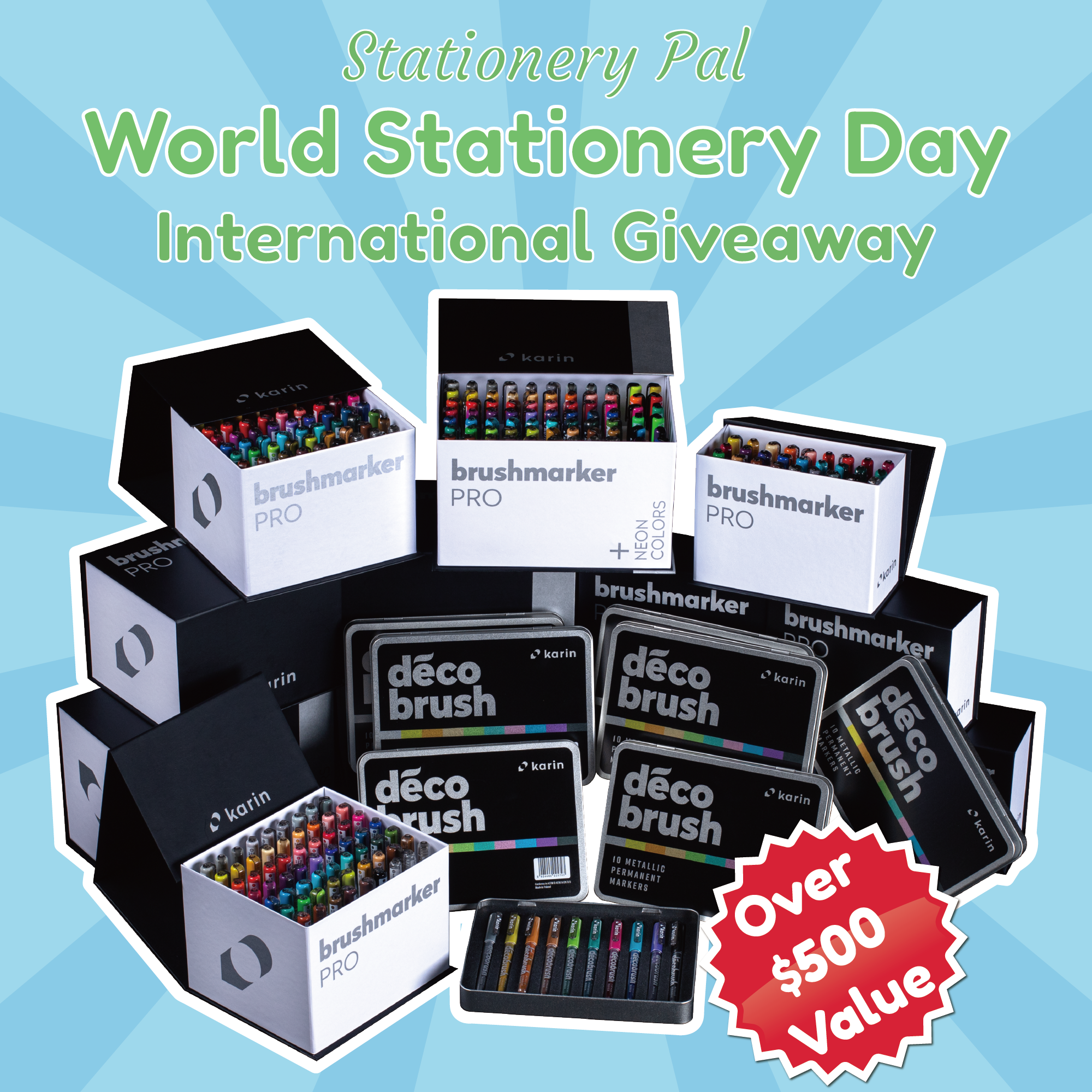 World Stationery Day Giveaway 21APR - 11 Karin BrushmarkerPro sets on Instagram @stationerypal