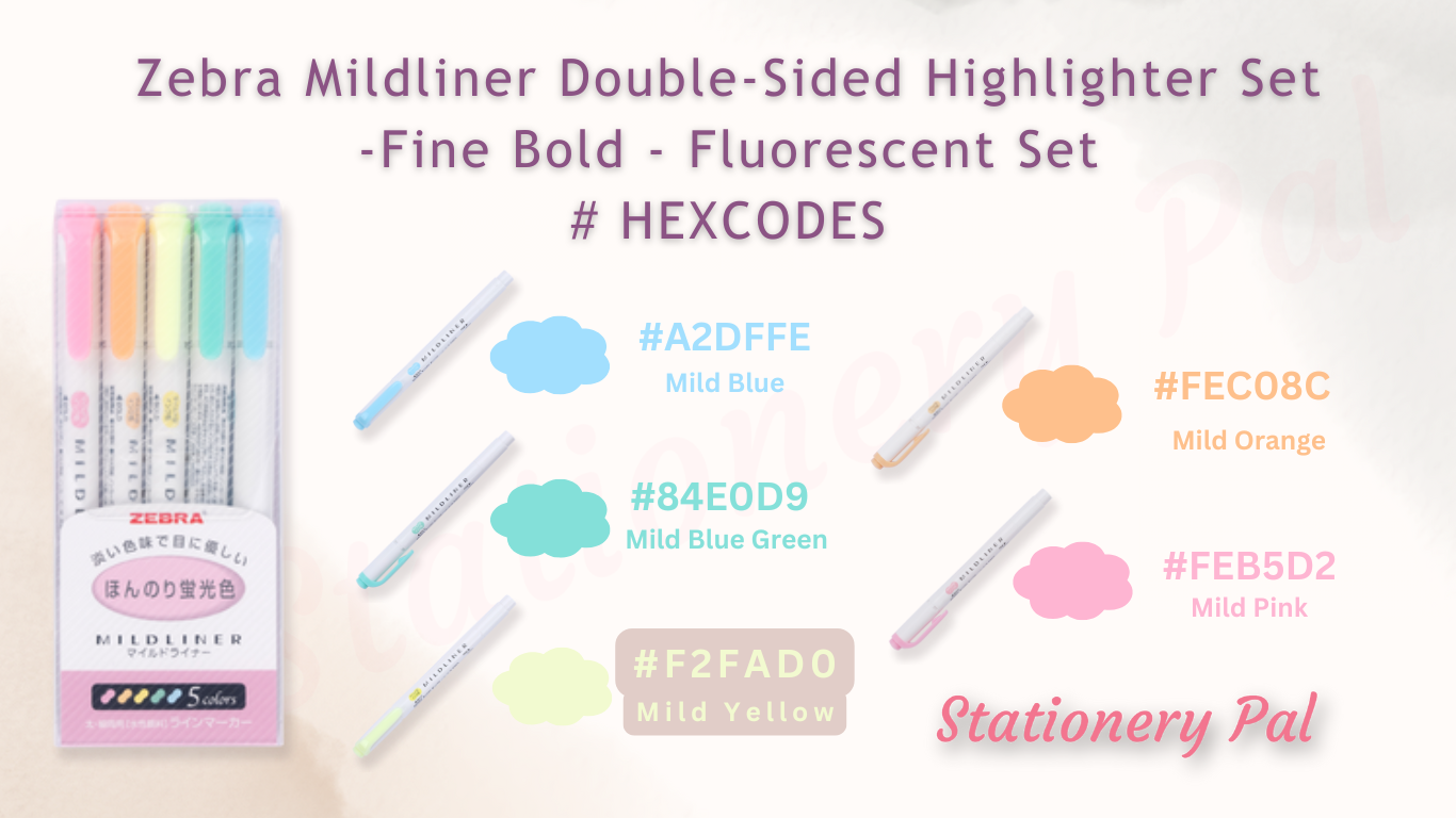 Blue Midliner Colour Code 😍Brighten Your Notes! Free Zebra Mildliner Hex Codes for the Fluoresce ...